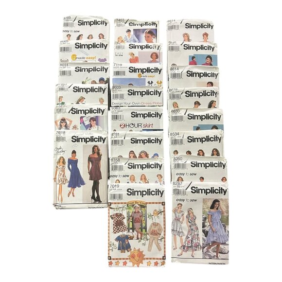 Simplicity Other - Lot of 22 Vintage Simplicity Sewing Patterns 80s 90s Y2K New Uncut Dresses Kids